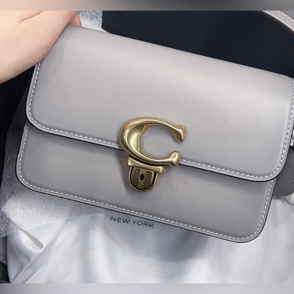 COACH Glovetanned Leather Studio Shoulder Bag 19 Dove Grey